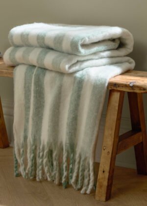 Beechwood Woven Stripe Throw Moorland Green