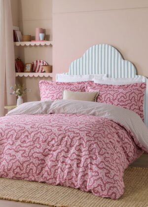 Brianna Floral 100% Cotton Duvet Cover Set Cherry