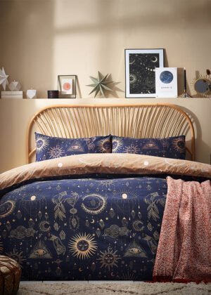 Constellation Celestial Duvet Cover Set Gold/Navy