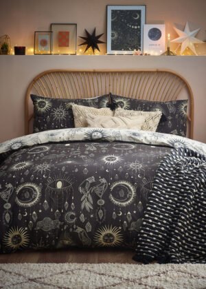 Constellation Celestial Duvet Cover Set Charcoal/Cream