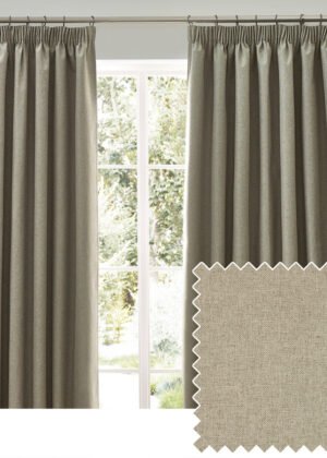 Dawn Textured Blackout Pencil Pleat Curtains Natural