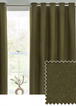 Dawn Textured Blackout Eyelet Curtains Olive