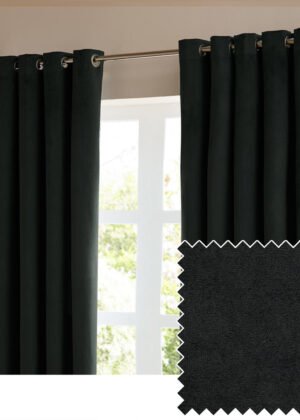 The Ultimate Velvet Fully Lined Eyelet Curtains Black