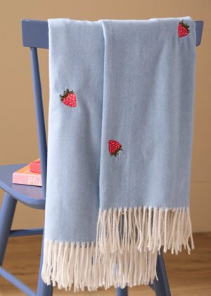 Fruits Lightweight Embroidered Throw Berry Sweet Blue
