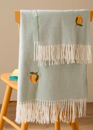 Fruits Lightweight Embroidered Throw Zesty Orange