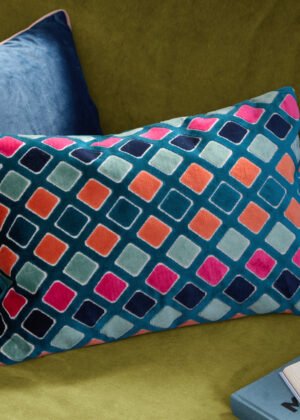 Metro Diamond Velvet Cushion Multicolour