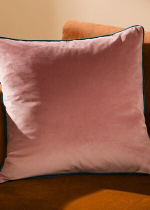 Meridian Velvet Cushion Blush/Teal