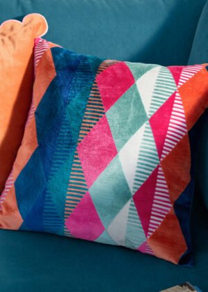 Metro Harlequin Velvet Cushion Multicolour