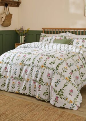 Olivia Reversible 100% Cotton Duvet Cover Set Green