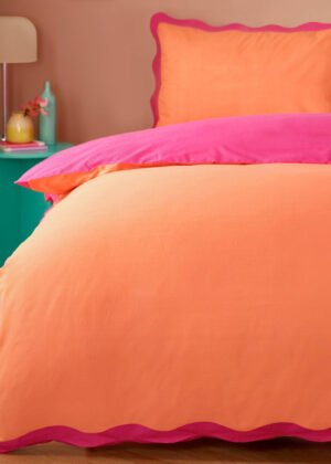 Wiggle Scallop Duvet Cover Set Coral/Pink
