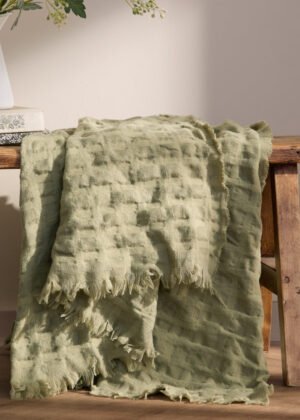 Walton Waffle Fringed Throw Sage