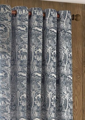 Winter Woods Fully Lined Chenille Eyelet Curtains Midnight